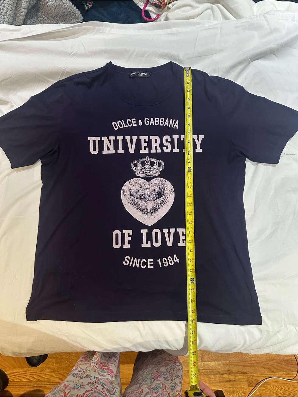Dolce & Gabbana Black Tee with White University Heart Graphic